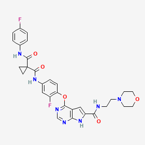 molecular formula C30H29F2N7O5 B3194961 N-(4-(6-((2-morpholinoethyl)carbamoyl)-7H-pyrrolo[2,3-d]pyrimidin-4-yloxy)-3-fluorophenyl)-N-(4-fluorophenyl)cyclopropane-1,1-dicarboxamide CAS No. 875764-98-0