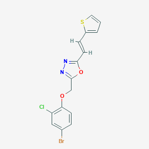 molecular formula C15H10BrClN2O2S B319503 4-Bromo-2-chlorophenyl {5-[2-(2-thienyl)vinyl]-1,3,4-oxadiazol-2-yl}methyl ether 