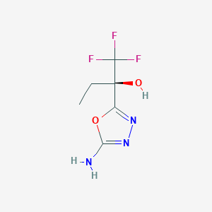 molecular formula C6H8F3N3O2 B3195480 (R)-2-(5-amino-1,3,4-oxadiazol-2-yl)-1,1,1-trifluorobutan-2-ol CAS No. 910656-46-1