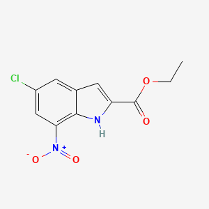 molecular formula C11H9ClN2O4 B3195488 Ethyl 5-chloro-7-nitro-1H-indole-2-carboxylate CAS No. 91119-27-6