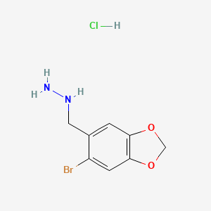 molecular formula C8H10BrClN2O2 B3195702 [(6-Bromo-1,3-benzodioxol-5-yl)methyl]hydrazine hydrochloride CAS No. 926268-72-6