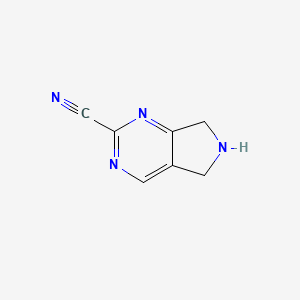 molecular formula C7H6N4 B3196011 6,7-Dihydro-5H-pyrrolo[3,4-D]pyrimidine-2-carbonitrile CAS No. 947305-16-0