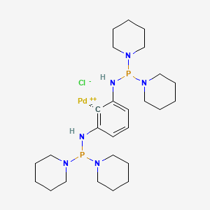 molecular formula C26H45ClN6P2Pd B3196151 (2,6-Bis((di(piperidin-1-yl)phosphino)amino)phenyl)palladium(II) chloride CAS No. 955035-37-7