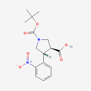 molecular formula C16H20N2O6 B3196191 反式-1-Boc-4-(2-硝基苯基)吡咯烷-3-羧酸 CAS No. 959577-51-6