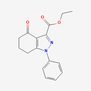 molecular formula C16H16N2O3 B3196223 ethyl 4-oxo-1-phenyl-4,5,6,7-tetrahydro-1H-indazole-3-carboxylate CAS No. 96546-40-6