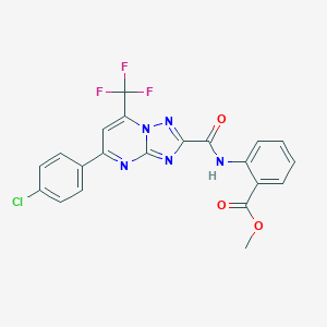 molecular formula C21H13ClF3N5O3 B319630 Methyl 2-({[5-(4-chlorophenyl)-7-(trifluoromethyl)[1,2,4]triazolo[1,5-a]pyrimidin-2-yl]carbonyl}amino)benzoate 