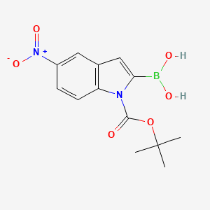 molecular formula C13H15BN2O6 B3196311 1H-Indole-1-carboxylic acid, 2-borono-5-nitro-, 1-(1,1-dimethylethyl) ester CAS No. 1000068-67-6