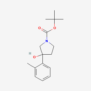 molecular formula C16H23NO3 B3196317 1-Pyrrolidinecarboxylic acid, 3-hydroxy-3-(2-methylphenyl)-, 1,1-dimethylethyl ester CAS No. 1000198-77-5