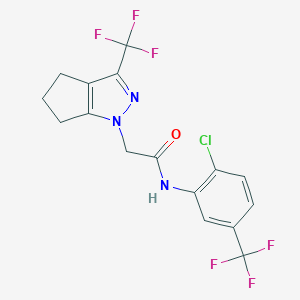 molecular formula C16H12ClF6N3O B319632 N-[2-chloro-5-(trifluoromethyl)phenyl]-2-[3-(trifluoromethyl)-5,6-dihydrocyclopenta[c]pyrazol-1(4H)-yl]acetamide 