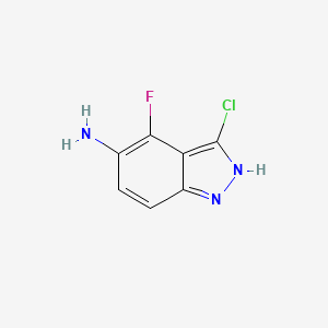 molecular formula C7H5ClFN3 B3196329 3-Chloro-4-fluoro-1H-indazol-5-amine CAS No. 1000340-45-3