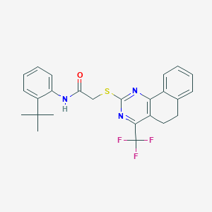 N-(2-tert-butylphenyl)-2-{[4-(trifluoromethyl)-5,6-dihydrobenzo[h]quinazolin-2-yl]sulfanyl}acetamide