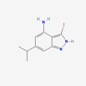 molecular formula C10H12IN3 B3196402 4-Amino-3-iodo-6-isopropyl-1H-indazole CAS No. 1000341-03-6