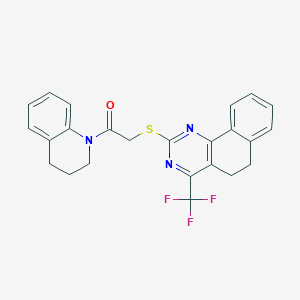 molecular formula C24H20F3N3OS B319641 1-(3,4-dihydroquinolin-1(2H)-yl)-2-{[4-(trifluoromethyl)-5,6-dihydrobenzo[h]quinazolin-2-yl]sulfanyl}ethanone 