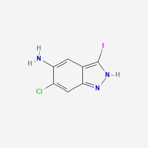 molecular formula C7H5ClIN3 B3196495 6-Chloro-3-iodo-1H-indazol-5-amine CAS No. 1000342-50-6