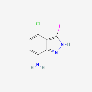 molecular formula C7H5ClIN3 B3196543 4-chloro-3-iodo-2H-indazol-7-amine CAS No. 1000343-04-3