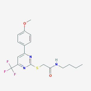 molecular formula C18H20F3N3O2S B319656 N-butyl-2-{[4-(4-methoxyphenyl)-6-(trifluoromethyl)pyrimidin-2-yl]thio}acetamide 