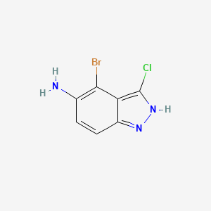 molecular formula C7H5BrClN3 B3196571 4-Bromo-3-chloro-1H-indazol-5-amine CAS No. 1000344-05-7