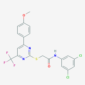 molecular formula C20H14Cl2F3N3O2S B319660 N-(3,5-dichlorophenyl)-2-{[4-(4-methoxyphenyl)-6-(trifluoromethyl)-2-pyrimidinyl]sulfanyl}acetamide 