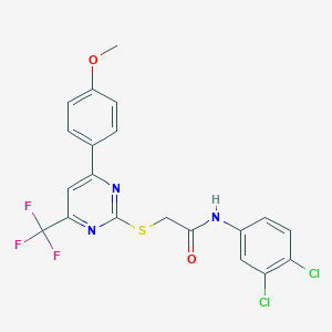 molecular formula C20H14Cl2F3N3O2S B319661 N-(3,4-dichlorophenyl)-2-{[4-(4-methoxyphenyl)-6-(trifluoromethyl)-2-pyrimidinyl]sulfanyl}acetamide 