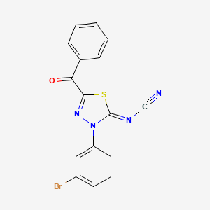 molecular formula C16H9BrN4OS B3196648 2-Benzoyl-4-(3-bromophenyl)-5-cyanimino-4,5-dihydro-1,3,4-thiadiazole CAS No. 1000576-01-1