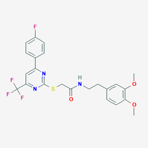molecular formula C23H21F4N3O3S B319665 N-[2-(3,4-dimethoxyphenyl)ethyl]-2-{[4-(4-fluorophenyl)-6-(trifluoromethyl)-2-pyrimidinyl]sulfanyl}acetamide 