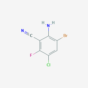 molecular formula C7H3BrClFN2 B3196666 2-Amino-3-bromo-5-chloro-6-fluorobenzonitrile CAS No. 1000577-72-9
