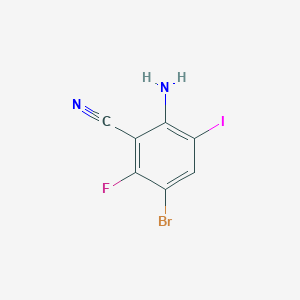 molecular formula C7H3BrFIN2 B3196676 2-Amino-5-bromo-6-fluoro-3-iodobenzonitrile CAS No. 1000577-88-7
