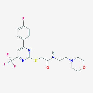 molecular formula C19H20F4N4O2S B319668 2-{[4-(4-fluorophenyl)-6-(trifluoromethyl)-2-pyrimidinyl]thio}-N-[2-(4-morpholinyl)ethyl]acetamide 