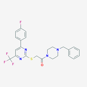 molecular formula C24H22F4N4OS B319669 1-(4-Benzylpiperazin-1-yl)-2-{[4-(4-fluorophenyl)-6-(trifluoromethyl)pyrimidin-2-yl]sulfanyl}ethanone 