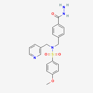 molecular formula C21H22N4O4S B3196733 N-{[4-(hydrazinecarbonyl)phenyl]methyl}-4-methoxy-N-(pyridin-3-ylmethyl)benzene-1-sulfonamide CAS No. 1000930-60-8
