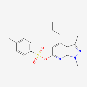 molecular formula C18H21N3O3S B3196748 1,3-dimethyl-4-propyl-1H-pyrazolo[3,4-b]pyridin-6-yl 4-methylbenzene-1-sulfonate CAS No. 1000932-04-6