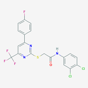 molecular formula C19H11Cl2F4N3OS B319684 N-(3,4-dichlorophenyl)-2-{[4-(4-fluorophenyl)-6-(trifluoromethyl)-2-pyrimidinyl]sulfanyl}acetamide 