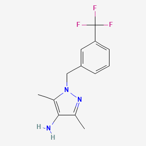 molecular formula C13H14F3N3 B3196863 3,5-dimethyl-1-[3-(trifluoromethyl)benzyl]-1H-pyrazol-4-amine CAS No. 1001500-17-9
