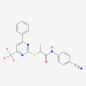 N-(4-cyanophenyl)-2-{[4-phenyl-6-(trifluoromethyl)-2-pyrimidinyl]sulfanyl}propanamide
