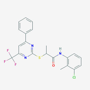 N-(3-chloro-2-methylphenyl)-2-{[4-phenyl-6-(trifluoromethyl)-2-pyrimidinyl]sulfanyl}propanamide