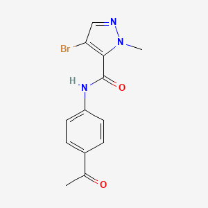 molecular formula C13H12BrN3O2 B3196917 N-(4-acetylphenyl)-4-bromo-1-methyl-1H-pyrazole-5-carboxamide CAS No. 1001567-66-3