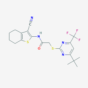 2-{[4-tert-butyl-6-(trifluoromethyl)pyrimidin-2-yl]sulfanyl}-N-(3-cyano-4,5,6,7-tetrahydro-1-benzothiophen-2-yl)acetamide