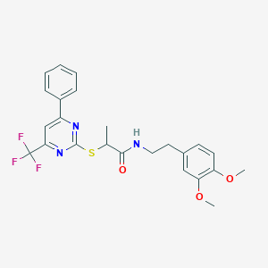 N-[2-(3,4-dimethoxyphenyl)ethyl]-2-{[4-phenyl-6-(trifluoromethyl)-2-pyrimidinyl]sulfanyl}propanamide