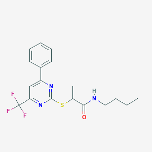 N-butyl-2-{[4-phenyl-6-(trifluoromethyl)-2-pyrimidinyl]sulfanyl}propanamide