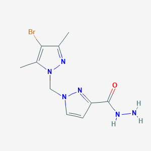 molecular formula C10H13BrN6O B3197024 1-[(4-bromo-3,5-dimethyl-1H-pyrazol-1-yl)methyl]-1H-pyrazole-3-carbohydrazide CAS No. 1002243-82-4