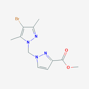 molecular formula C11H13BrN4O2 B3197031 Methyl 1-((4-bromo-3,5-dimethyl-1H-pyrazol-1-yl)methyl)-1H-pyrazole-3-carboxylate CAS No. 1002243-83-5