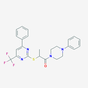molecular formula C24H23F3N4OS B319707 1-(4-Phenylpiperazin-1-yl)-2-{[4-phenyl-6-(trifluoromethyl)pyrimidin-2-yl]sulfanyl}propan-1-one 