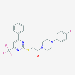 2-[4-(4-Fluorophenyl)-1-piperazinyl]-1-methyl-2-oxoethyl 4-phenyl-6-(trifluoromethyl)-2-pyrimidinyl sulfide