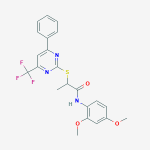 N-(2,4-dimethoxyphenyl)-2-{[4-phenyl-6-(trifluoromethyl)-2-pyrimidinyl]sulfanyl}propanamide