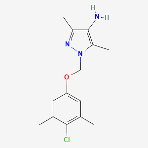 molecular formula C14H18ClN3O B3197190 1-[(4-chloro-3,5-dimethylphenoxy)methyl]-3,5-dimethyl-1H-pyrazol-4-amine CAS No. 1004192-81-7