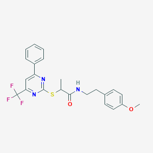 molecular formula C23H22F3N3O2S B319724 N-[2-(4-methoxyphenyl)ethyl]-2-{[4-phenyl-6-(trifluoromethyl)-2-pyrimidinyl]sulfanyl}propanamide 