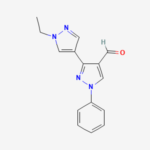 molecular formula C15H14N4O B3197246 3-(1-Ethylpyrazol-4-yl)-1-phenylpyrazole-4-carbaldehyde CAS No. 1004451-75-5