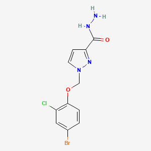 molecular formula C11H10BrClN4O2 B3197277 1-((4-溴-2-氯苯氧基)甲基)-1H-吡唑-3-甲酰肼 CAS No. 1004643-41-7