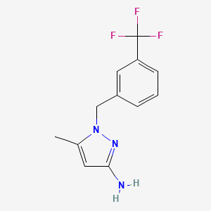 molecular formula C12H12F3N3 B3197283 5-methyl-1-[3-(trifluoromethyl)benzyl]-1H-pyrazol-3-amine CAS No. 1004643-49-5
