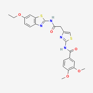 molecular formula C23H22N4O5S2 B3197399 N-(4-(2-((6-ethoxybenzo[d]thiazol-2-yl)amino)-2-oxoethyl)thiazol-2-yl)-3,4-dimethoxybenzamide CAS No. 1005295-18-0